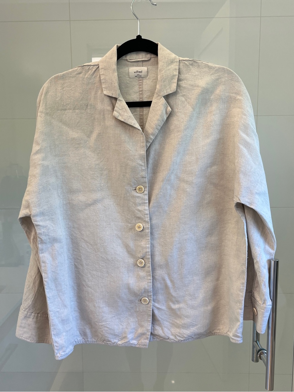 Wilfred Linen Cream Collared Shirt Relaxed Fit XXS